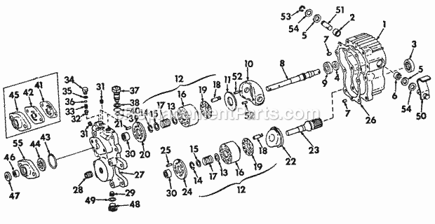 Hydrostatic Transmission Diagram and Parts List for 127 2050040U Cub Cadet Lawn Tractor